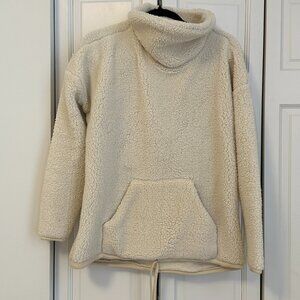 Carve Designs Off White Cream Sherpa Roley Cowl Pullover Sweater Women's Size S